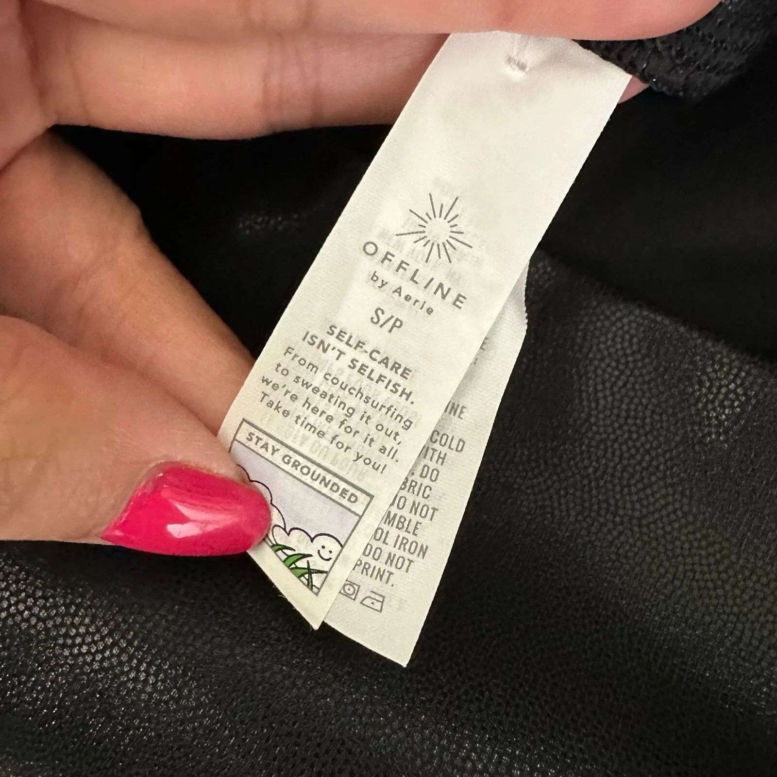 Aerie OFFLINE High Waisted Black Crackle Sparkle Leggings Size S Athleisure - Image 5