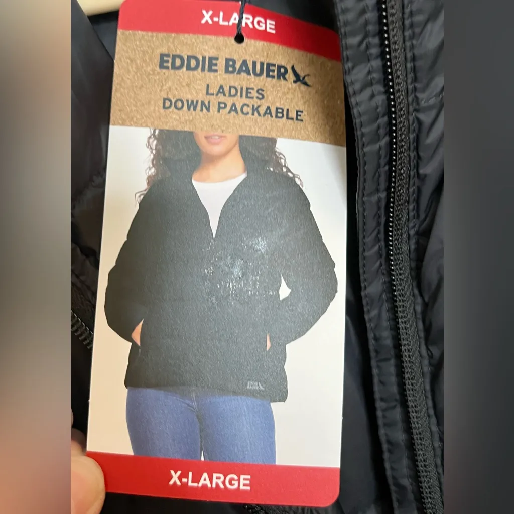 Eddie Bauer Women’s Black Packable Down Puffer Jacket, size XL. NWT - Image 10