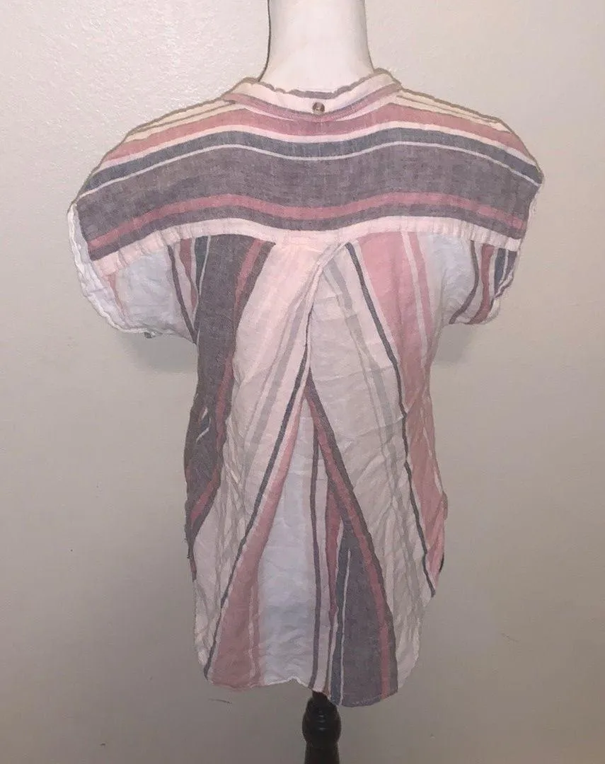 Women's Multicolor Striped Button Down Blouse Woman’s Small - Image 4