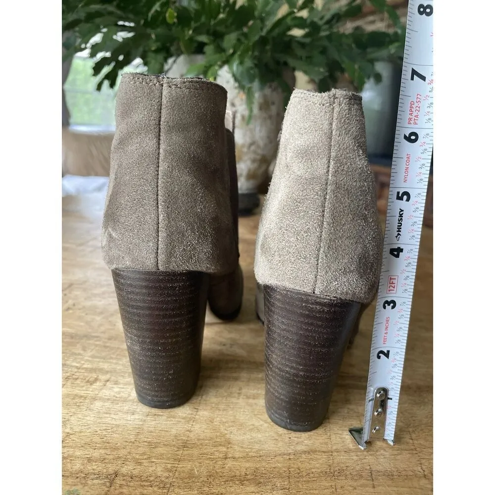 Bjorndal Andrews Tan Genuine Suede Women’s Ankle Boots Taupe Hells Size 6.5 - Image 4