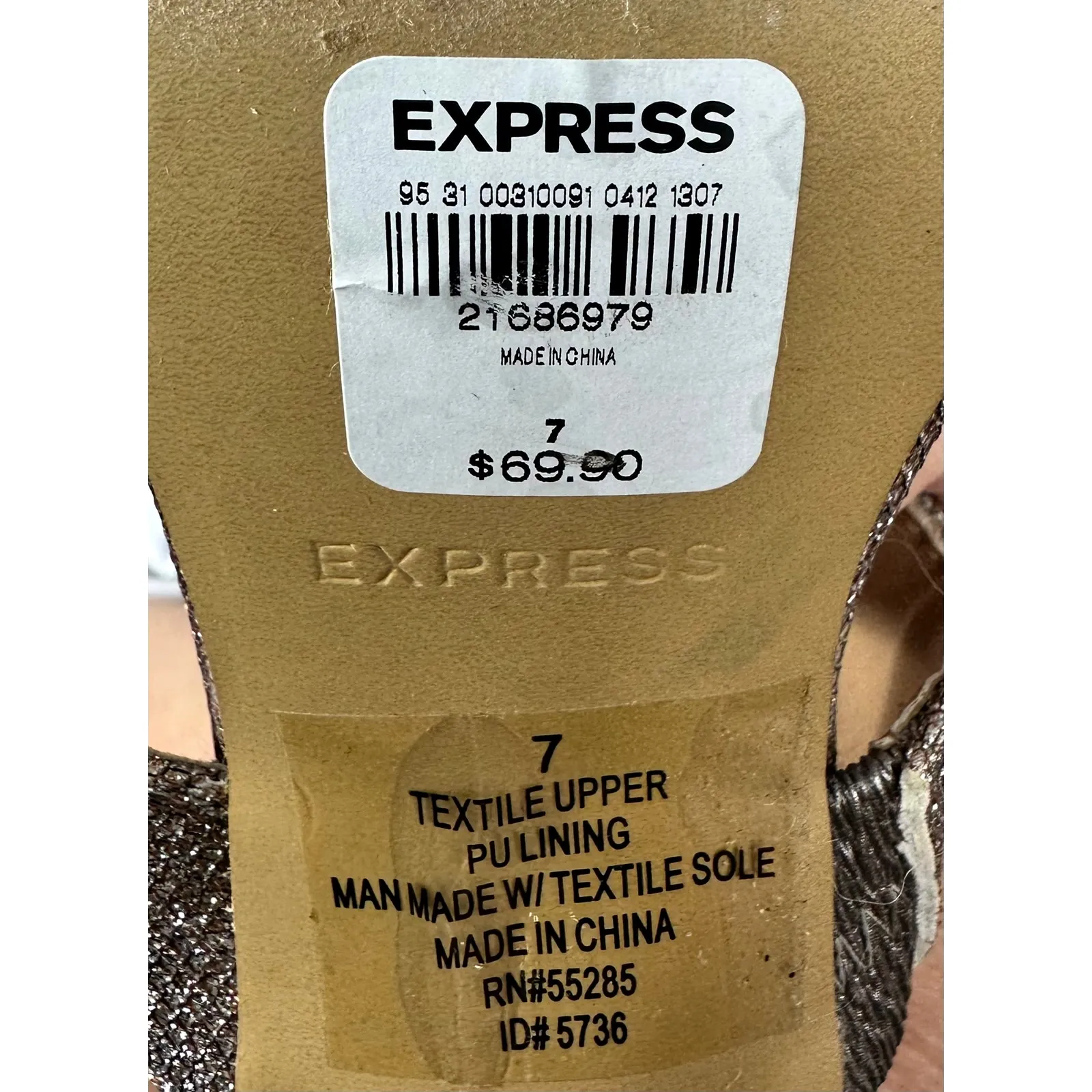 Express Shimmery Slip On Open Toe Pump Bronze/Silver 7 - Image 10