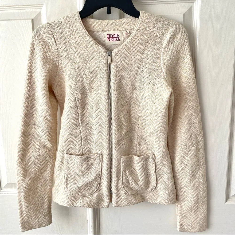 Rosie Neira Anthropologie cream zip up cardigan jacket - Image 2