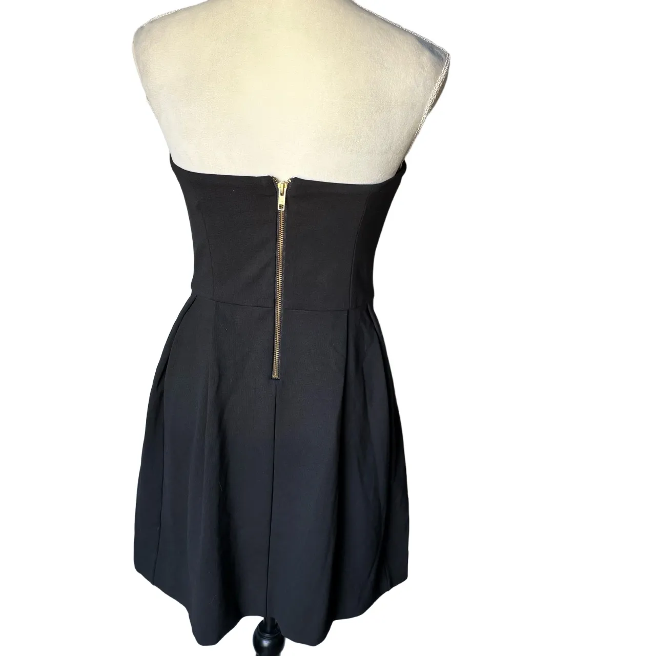 AMANDA UPRICHARD Black Mini Dress Womens Size S Gold Zipper Party Chic - Image 2