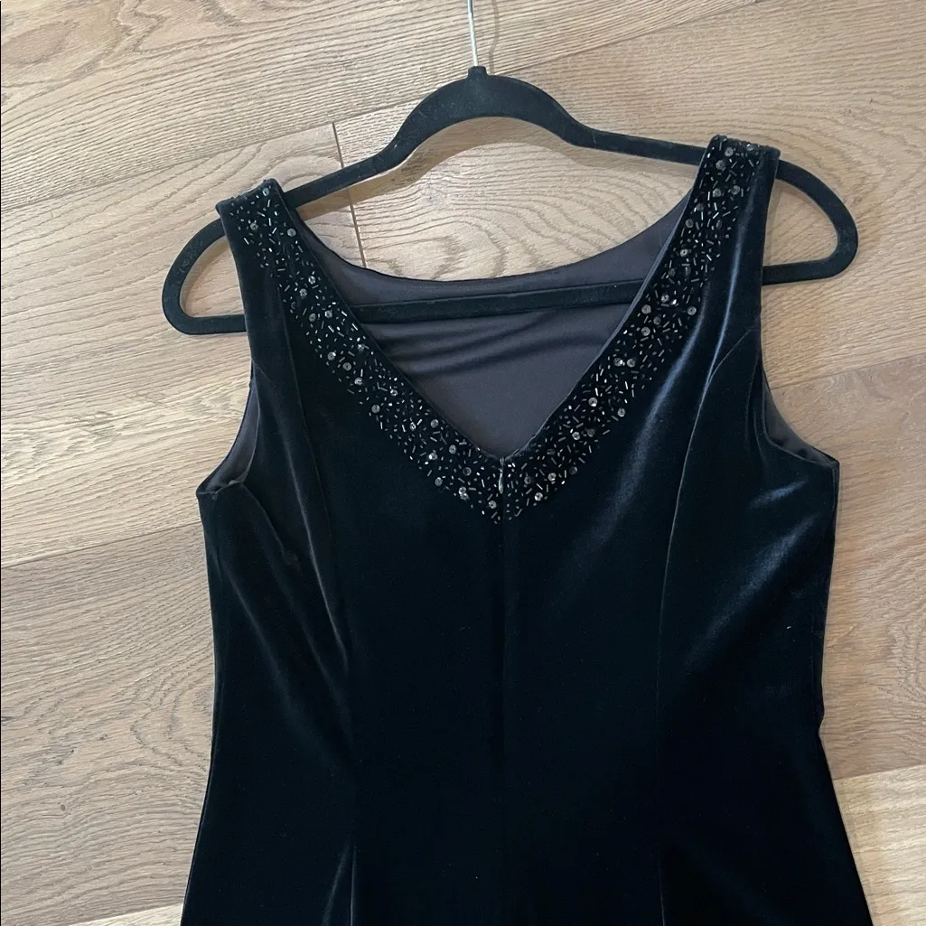 Jessica Howard Velvet Sequin Black Mermaid Dress Size 10 - Image 14