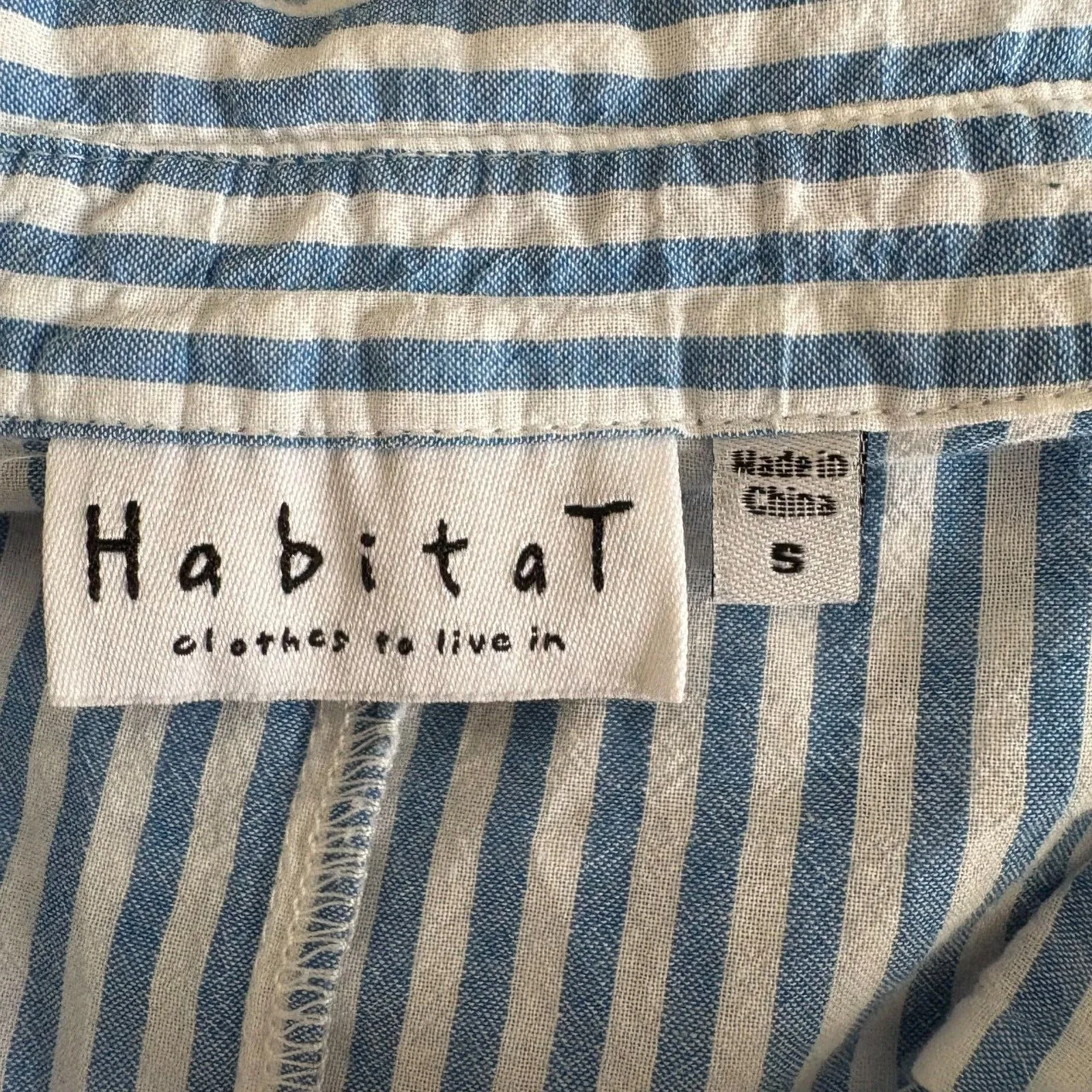 Habitat Button Front Swing Tunic Blue‎ White Stripe Cotton Blend Size Small - Image 4