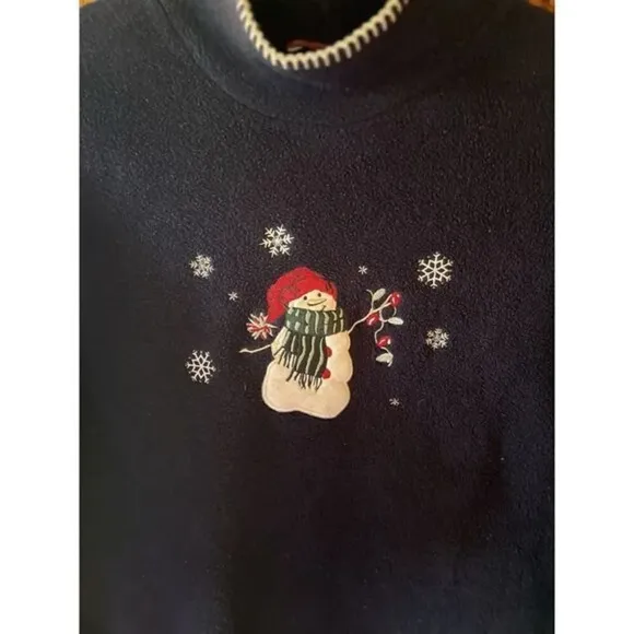 Cozy Navy Blue Snowman Turtleneck Sweater Winter Holiday Festive Top Size M - Image 4