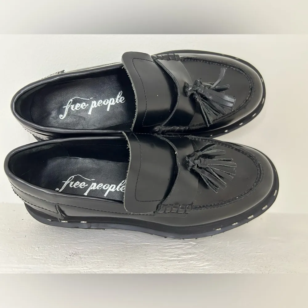 Free People Black Leather Loafers - Image 8