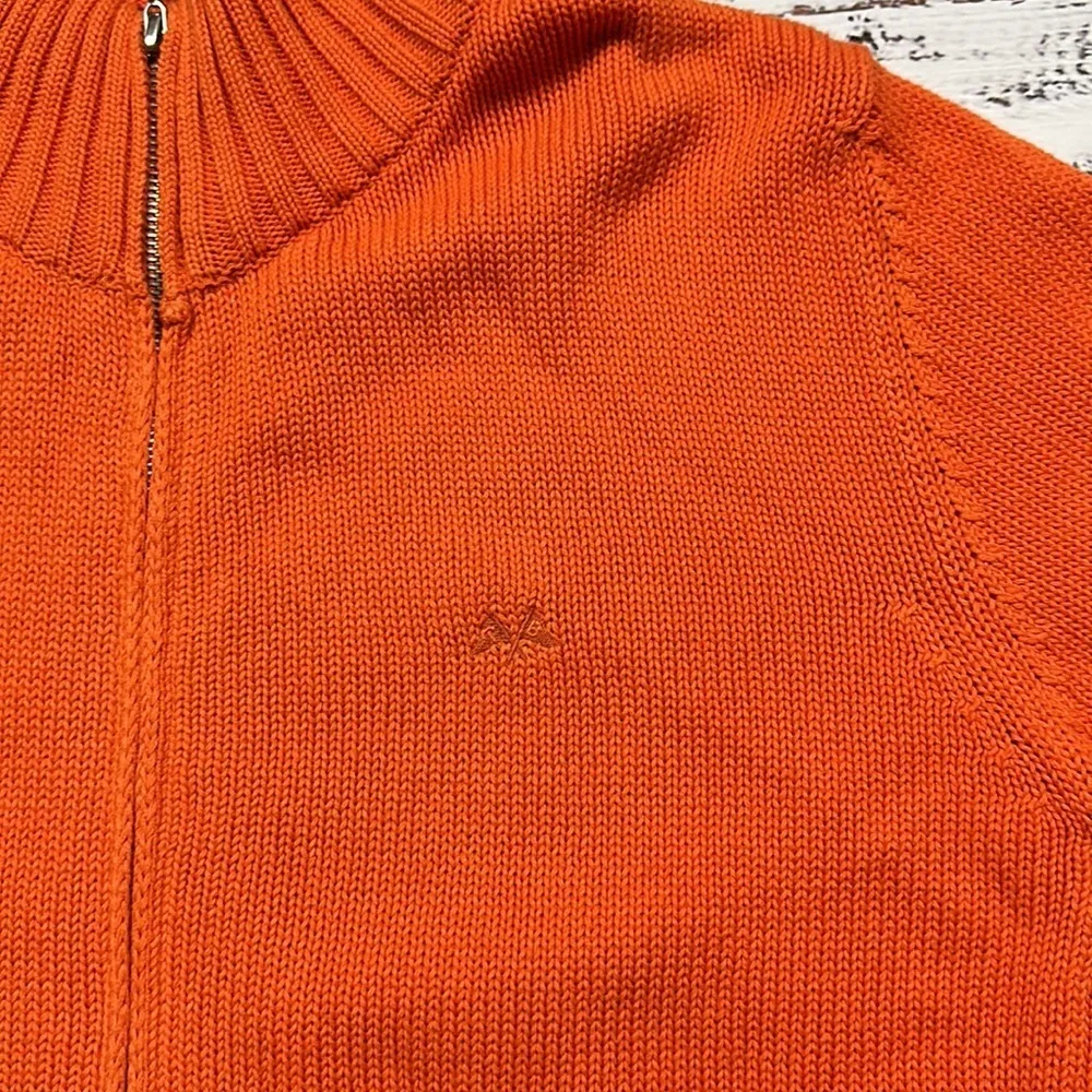 Thomas Burberry zip up sweater cotton size large Orange - Image 2