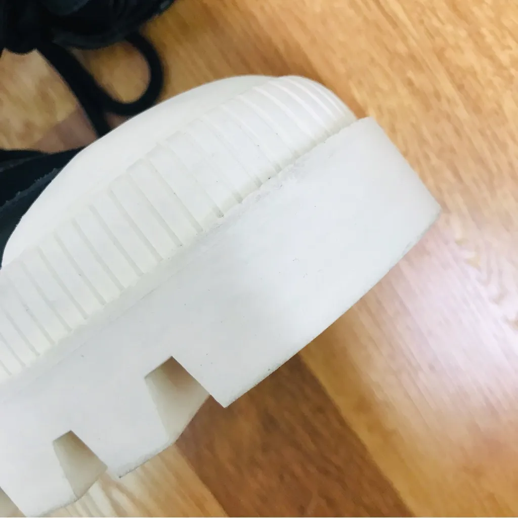 GIANNI BINI Black Leather Platform Ankle Boot Bootie Lug Sole Sneaker Size 7 New - Image 13