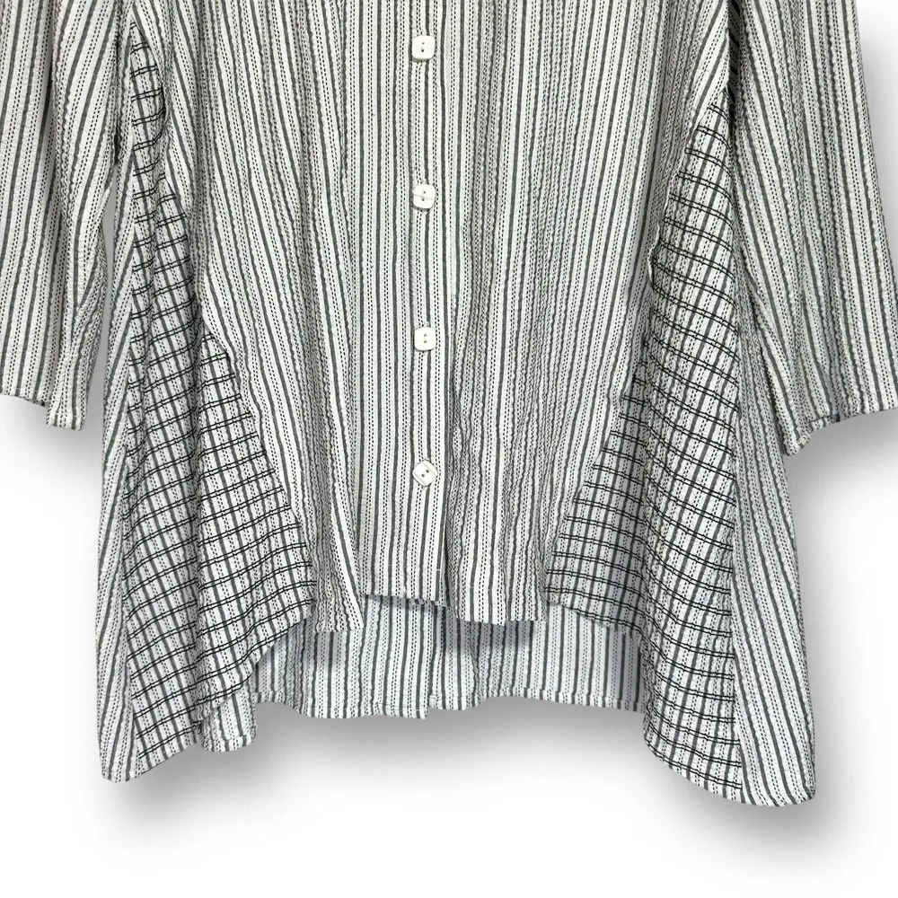 Habitat Clothes To Live In Shirt S Crinkle Crepe Top‎ Asymmetrical Lagenlook - Image 4