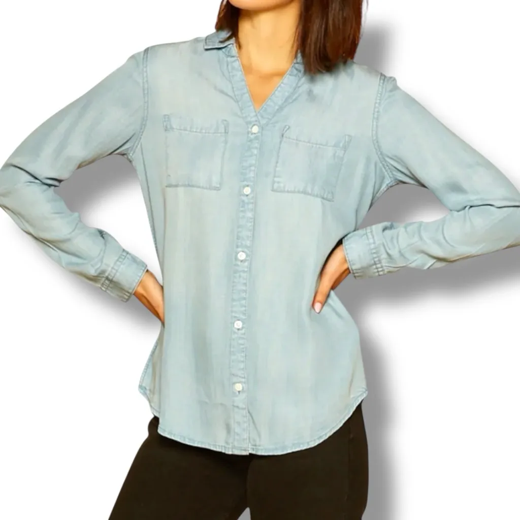 NWOT Thread & Supply Women’s Lightweight Jolie Wash Denim Button Down Top Size L Blue Size L - Image 1