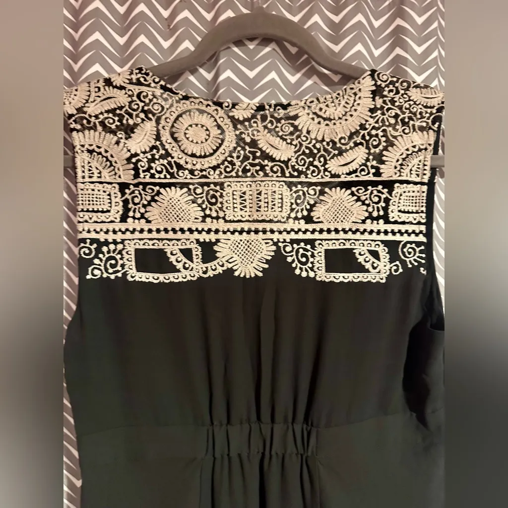 Anthropologie / Meadow Rue | Black Embroidered Lace Tulip Midi Dress, Sz 10 - Image 7