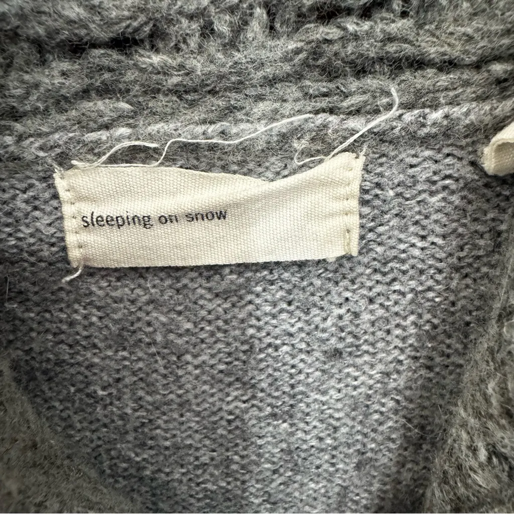 Anthro Sleeping On Snow Wool Thick Chunky Knit Hoodie Sweater Cardigan Small - Image 4