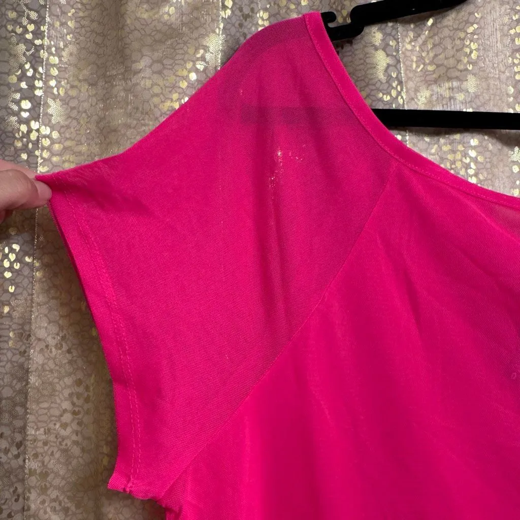 Torrid Hot Pink Glo Mesh Off The Shoulder Swim Coverup Size 0 Large NWT - Image 4