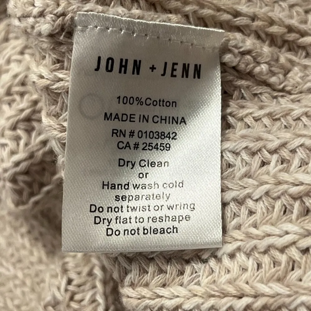 JOHN + JENN Women's Beige Chunky Knit Open Front Lace Up Back Cardigan Sweater - Image 4