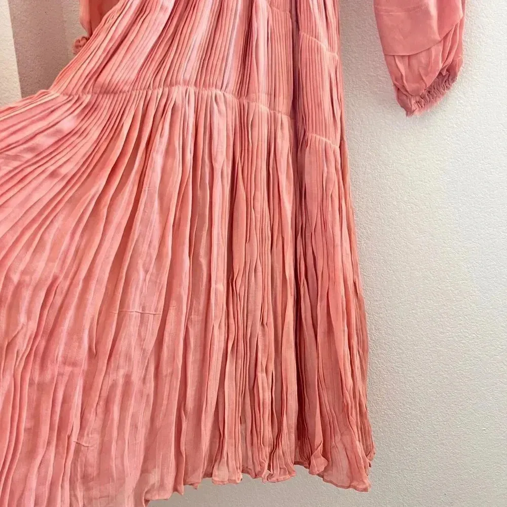 LoveShackFancy Pink Noelle Boho Smocked Midi Dress Petite‎ - Image 9