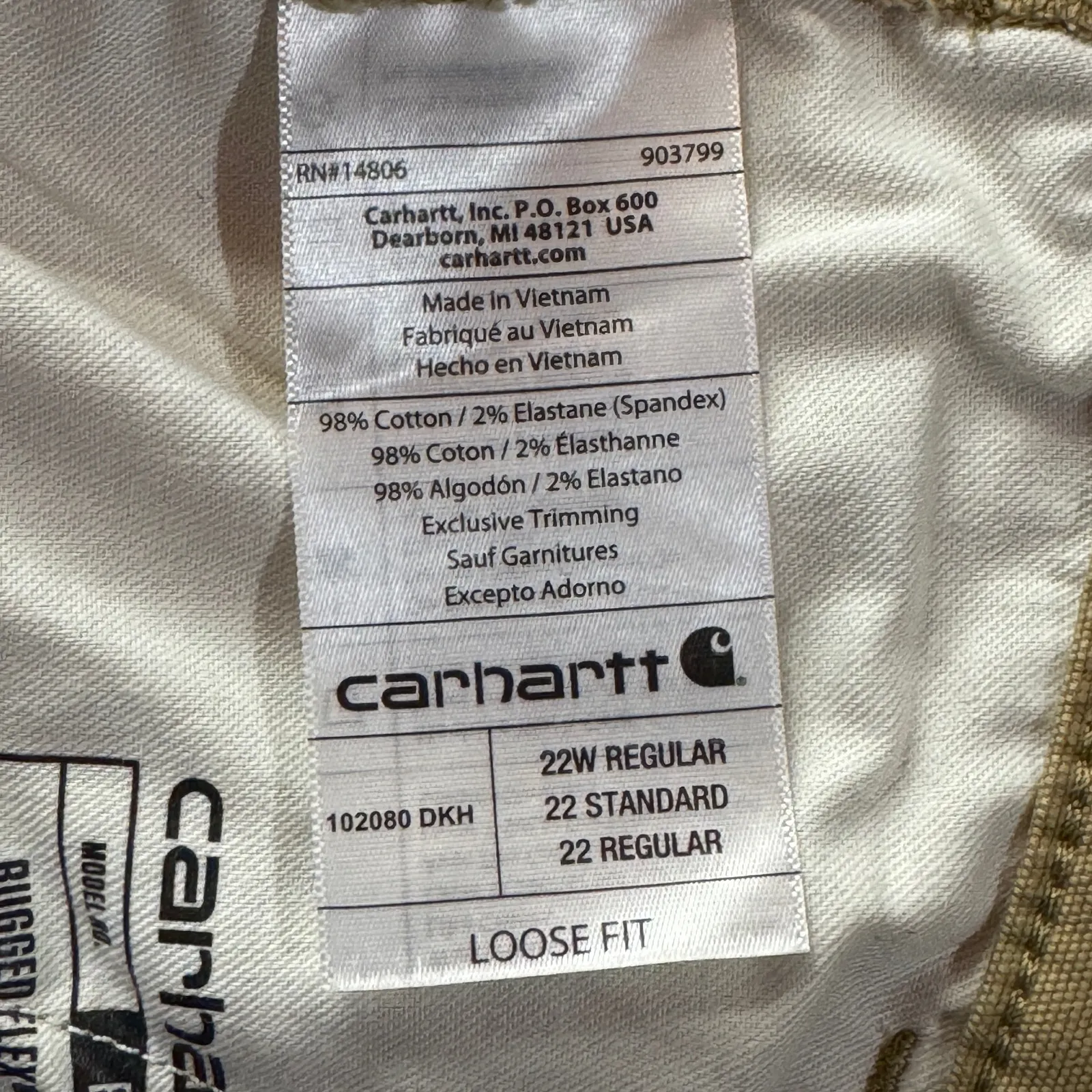 Carhartt Womens SZ 22W Loose Fit Canvas Work Pants Rugged Flex Hi-Rise Pockets - Image 11