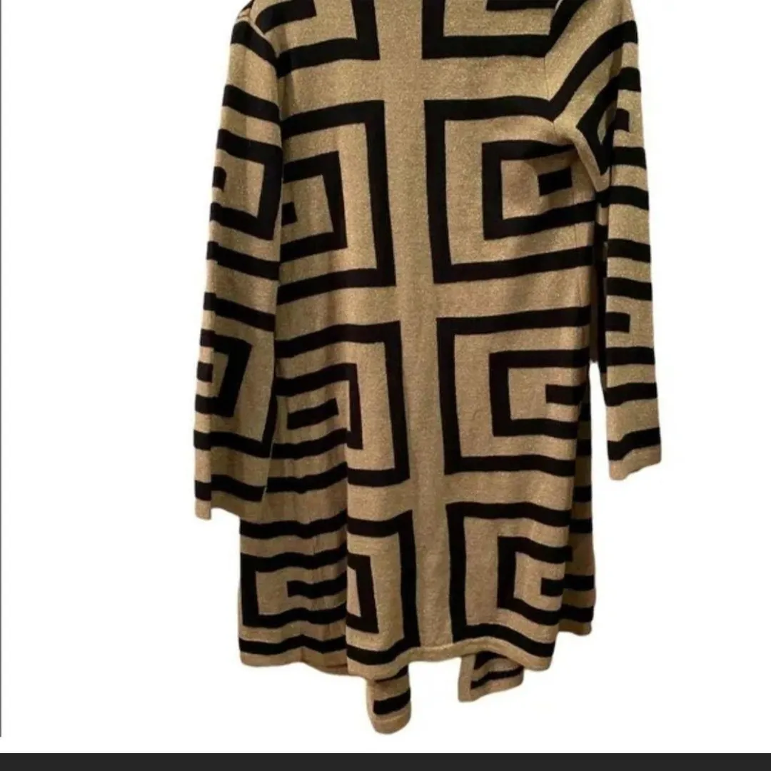 Source Unknown Geometric Black and Tan Cardigan - Image 3