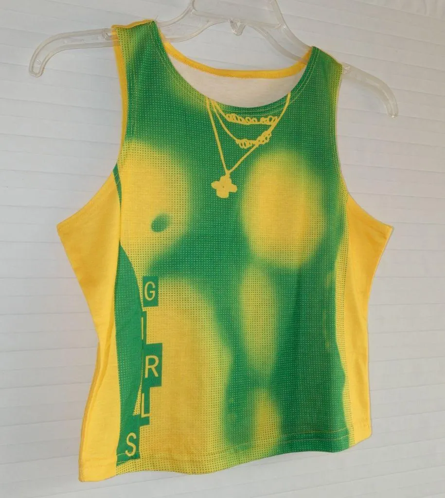 Green and Yellow Graphic GIRLS Tank Top - Image 2