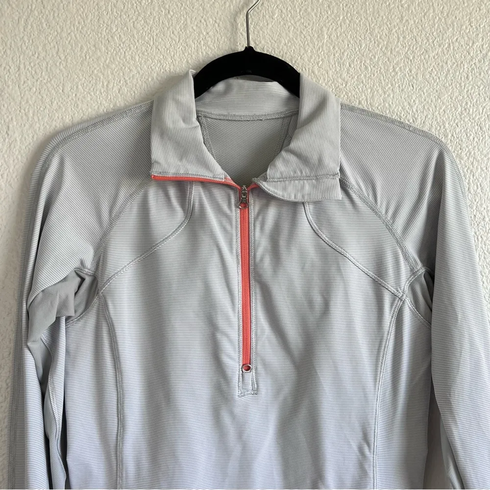 Lululemon Race With Grace 1/2 Zip II Wee Stripe White Silver Spoon - Image 2