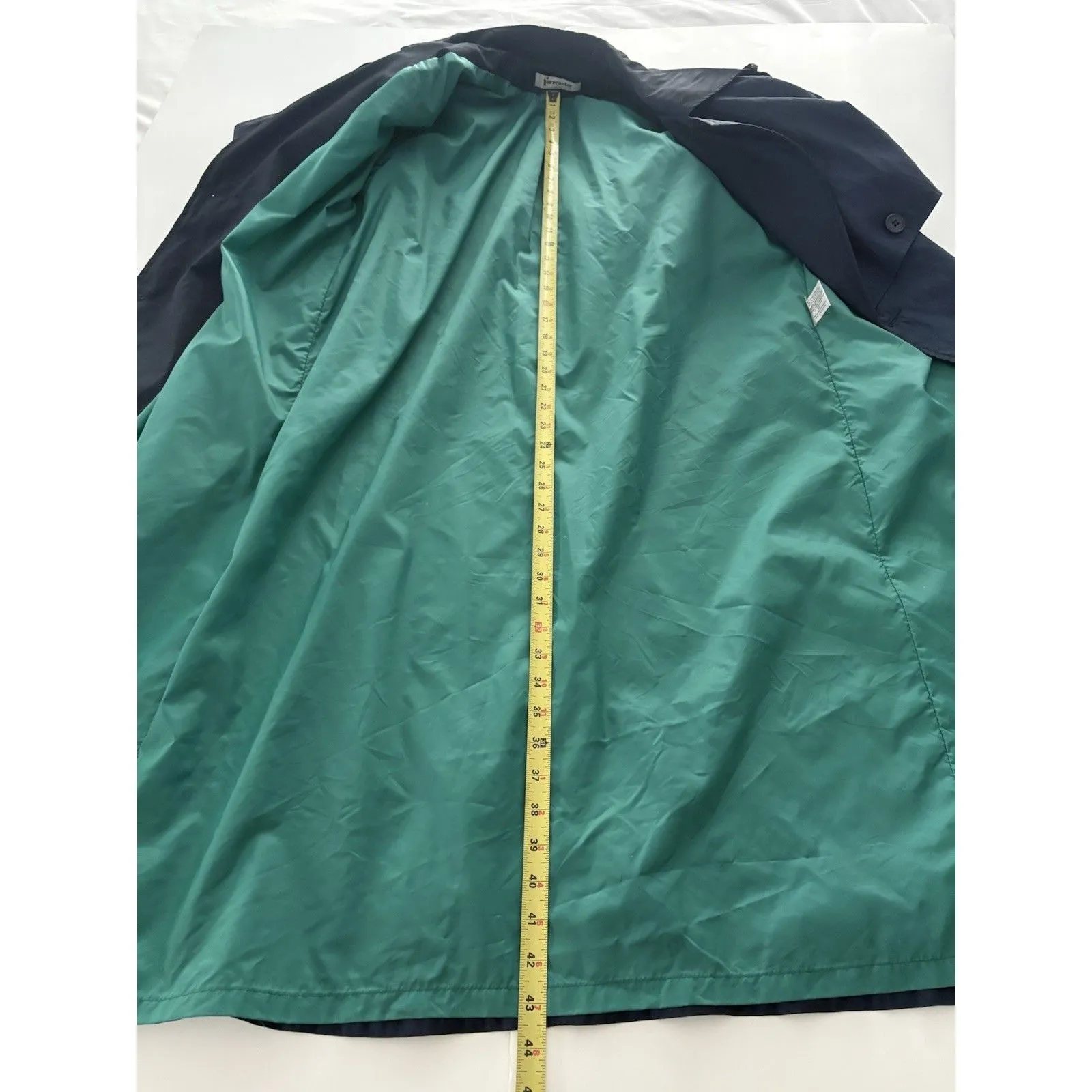Vintage Forecaster Of Boston Trench Raincoat Size 12 Blue Black Iridescent - Image 9