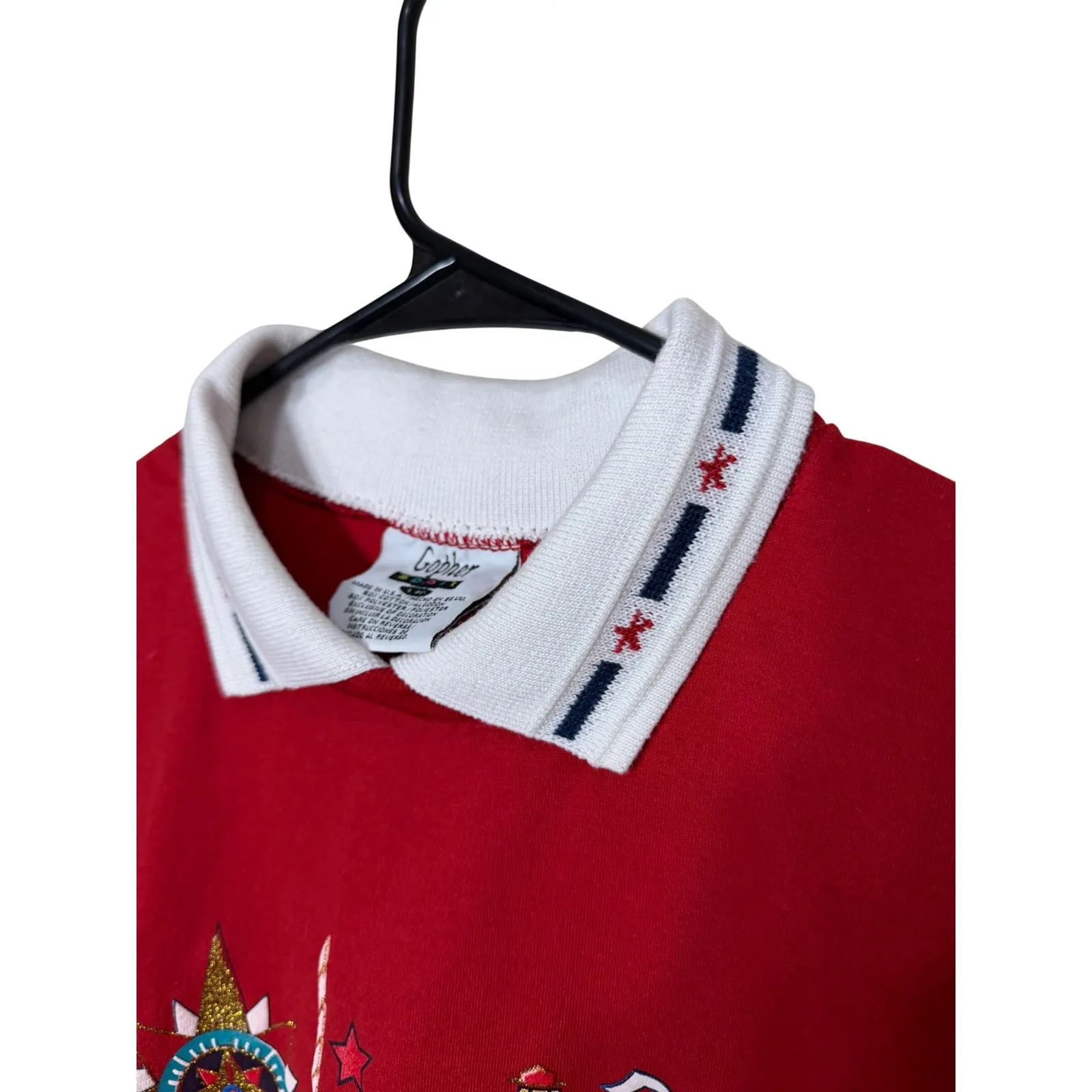 Gopher Sport Red Nautical Sailboat Lighthouse Anchor Polo Shirt Top Size L - Image 3