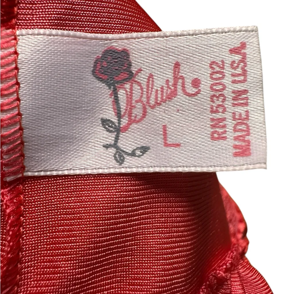 Vintage 80s Blush Nylon Satin Lace Coral Teddy Made In USA Size Large Lingerie - Image 10