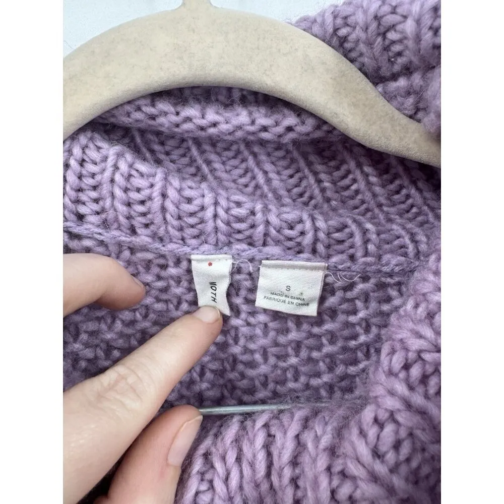 Moth Anthropologie Abella Turtleneck Sweater Women Small Lavender Slouchy Purple - Image 4