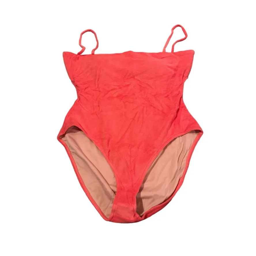 J. Crew Cutout Bandeau One Piece Terry Fabric Swimsuit in Coral Pink Sz 24‎ NEW - Image 3