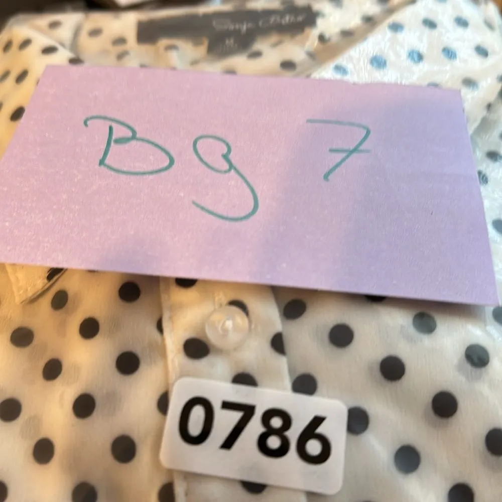 Sonja Betro Polka Dot Long Sleeve Shirt Sz M Black Size M - Image 7