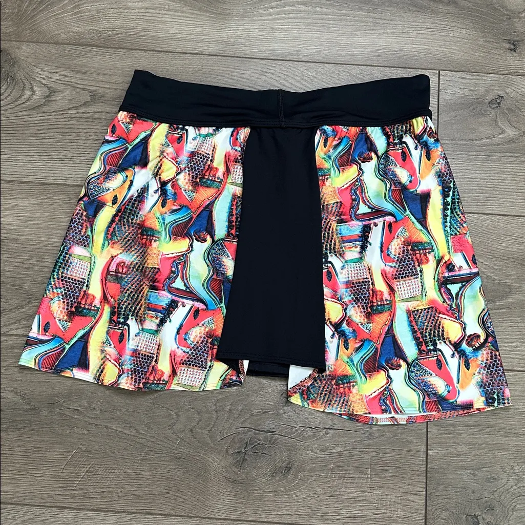 Dona Jo 16" Multicolor High Rise Tennis Golf Skirt Skort Size XL Red - Image 3