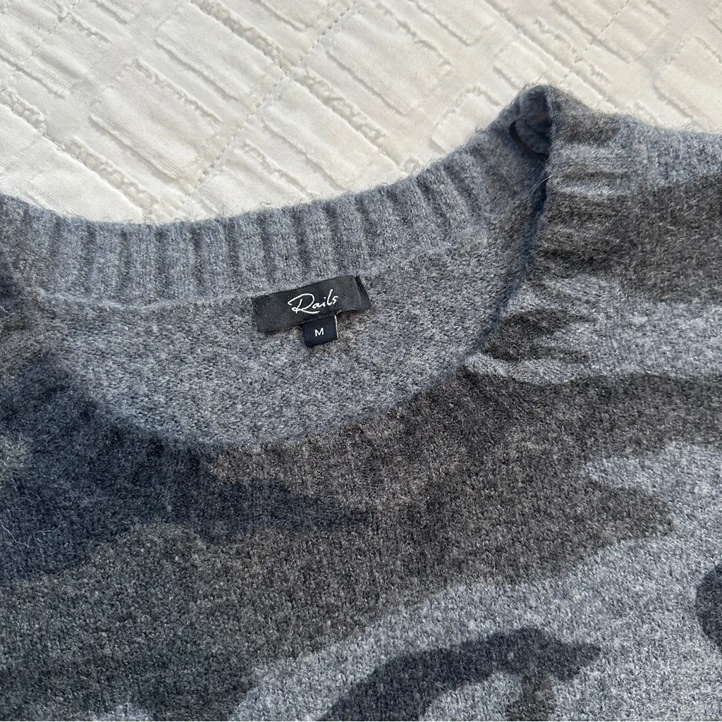 Rails Louie Cashmere Merino Wool Blend Sweater Charcoal Gray Camo - Image 3
