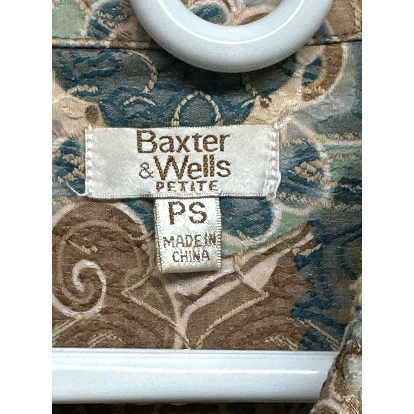 Baxter Wells Petite Women's Floral Print Denim Jacket Size PS Beige Blue Teal Brown - Image 2