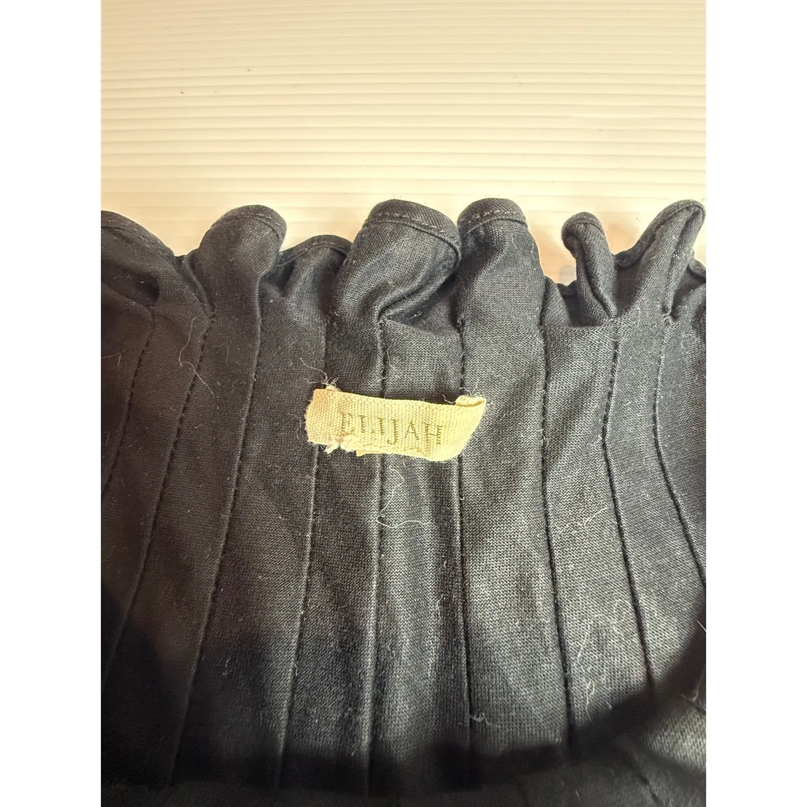 ELIJAH Black Sleeveless Blouse Top with Ruffle Collar and Pleated‎ Detail s - Image 2