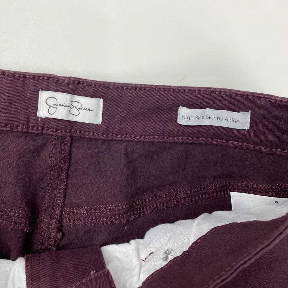 Jessica Simpson Burgundy High-Rise Ankle Skinny NWT Size 8 - Image 4