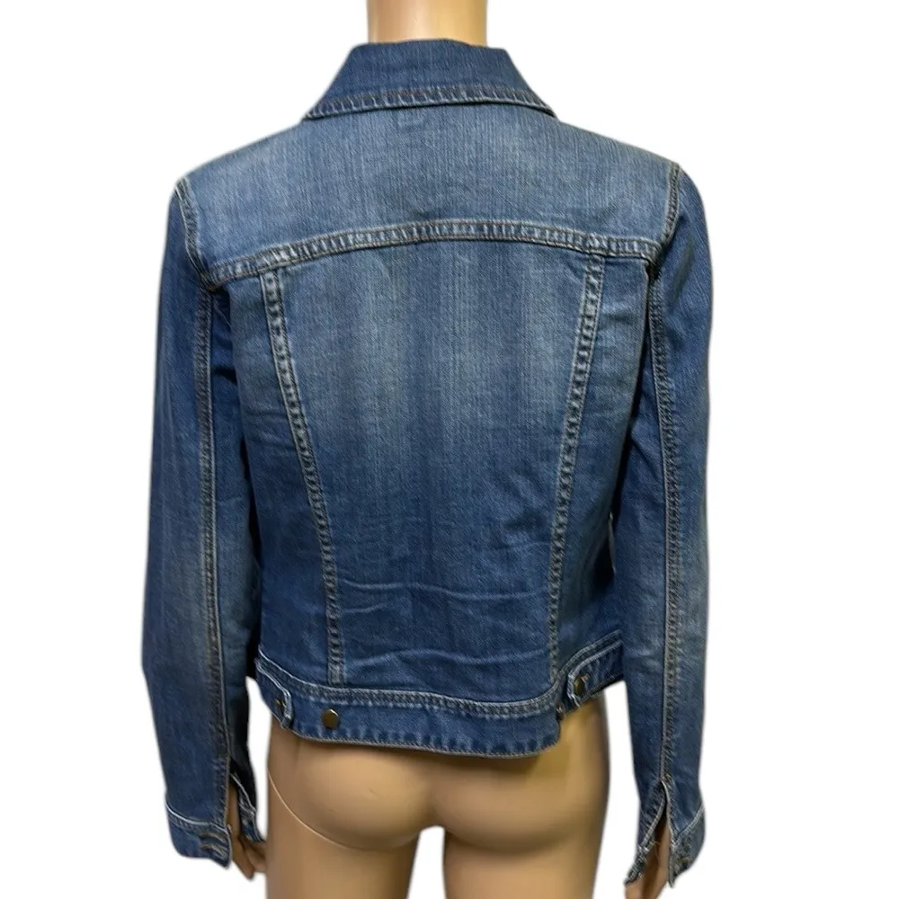Boston Proper Denim Medium Wash Stretch Blue Jean Jacket with Pockets Womens S - Image 4