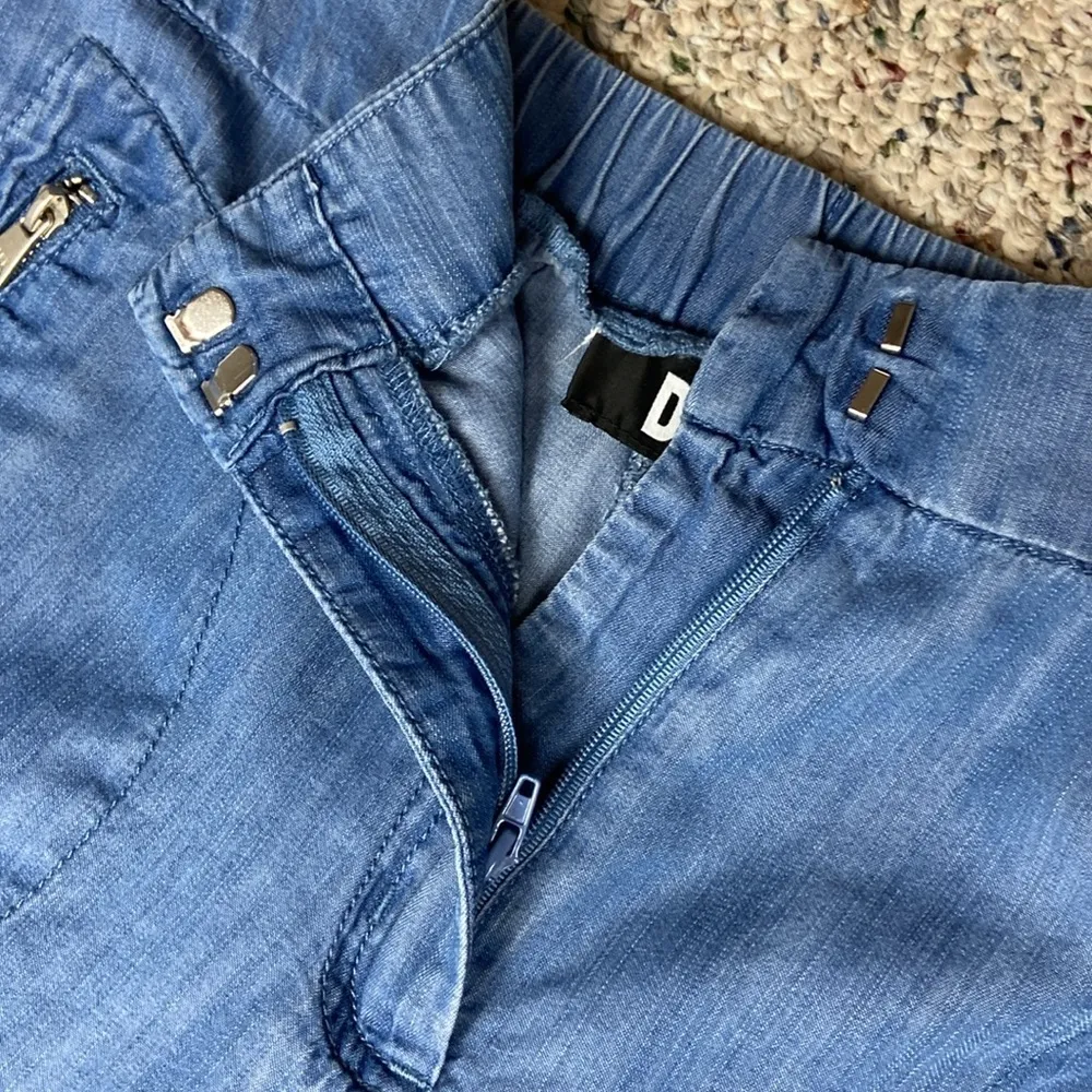 DKNY Cargo Jogger Pants In Indigo Size 10 Lightweight Lyocell Boho 90s Highrise - Image 11