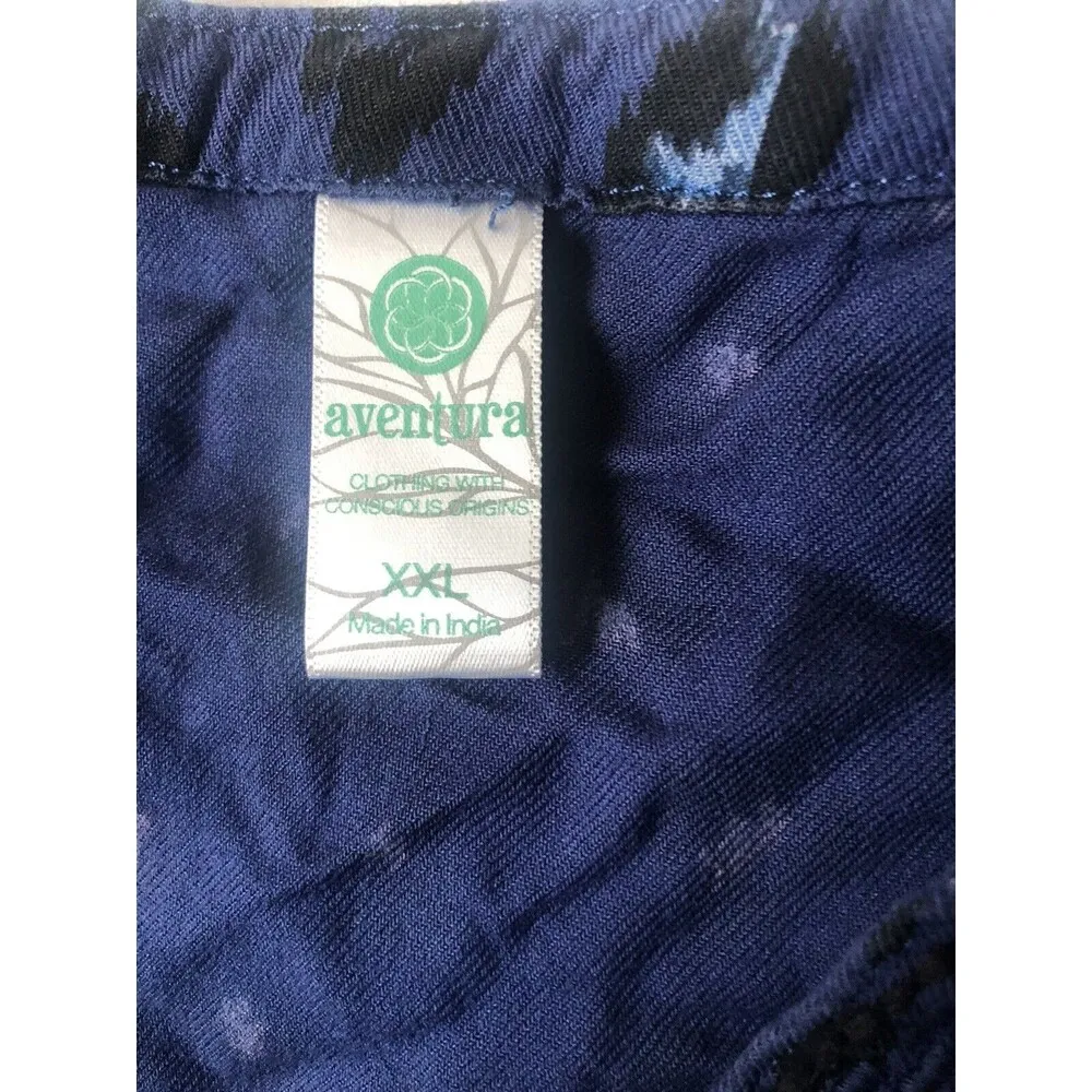 Aventura Womens Plus XXL Animal Print Top Embroidered Long Sleeved Royal Blue - Image 3