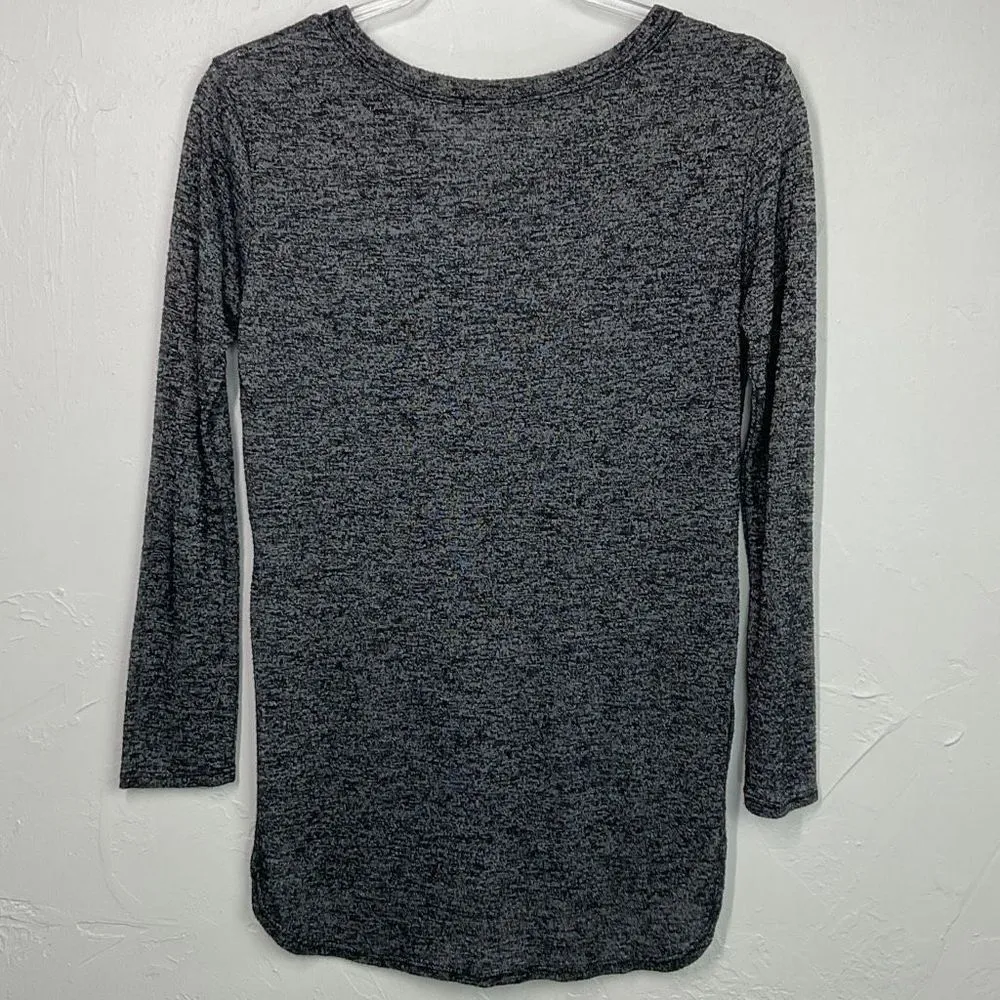 Forever 21 Heathered Black Burnout Long Sleeve Top Small - Image 4