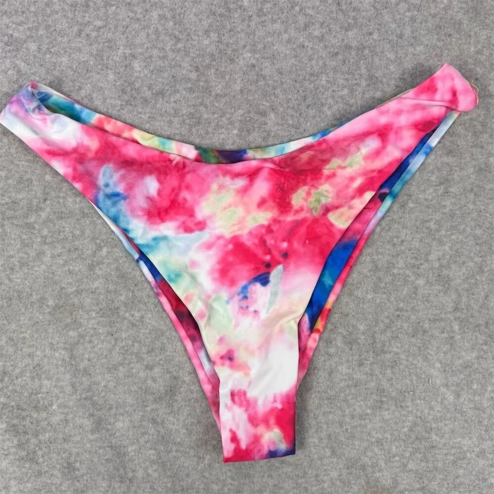 Zaful Women's Tie Dye Lace-Up Bikini Set High-Leg Size 4 Multicolor - Image 4