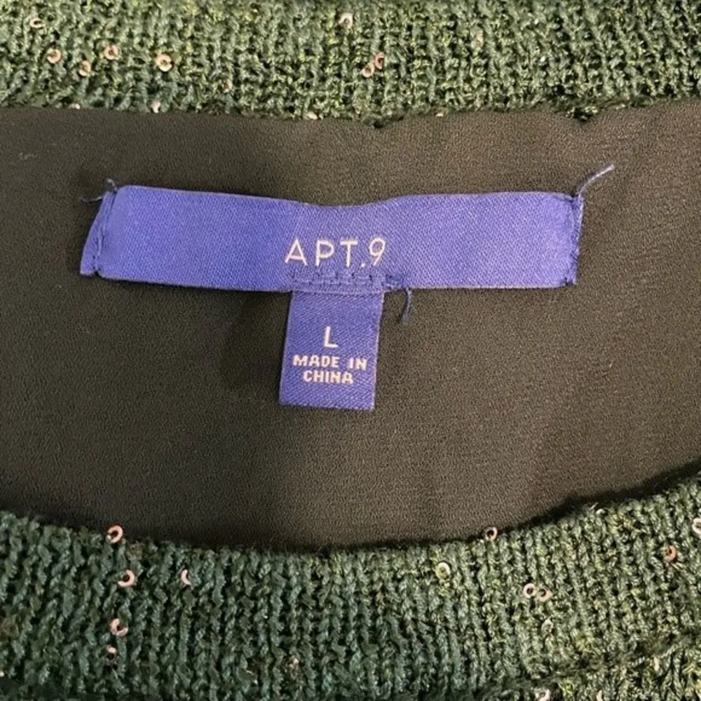Apt. 9 Hunter Green Sweater w/ Sparkles Size L - Image 4
