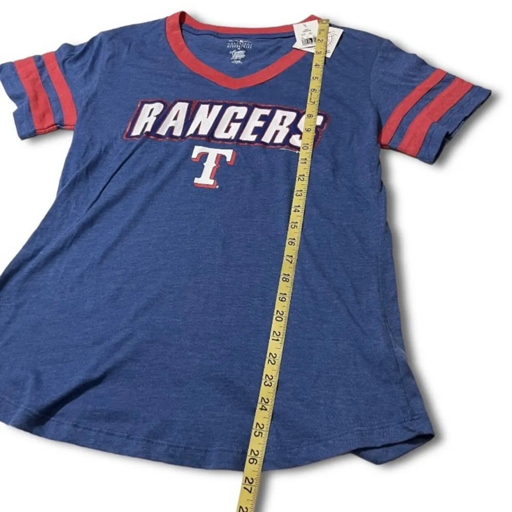 Campus Lifestyle NWT Women's Texas Rangers Red Blue V-Neck Tee T-Shirt Top New Short Sleeve MLB - Image 3