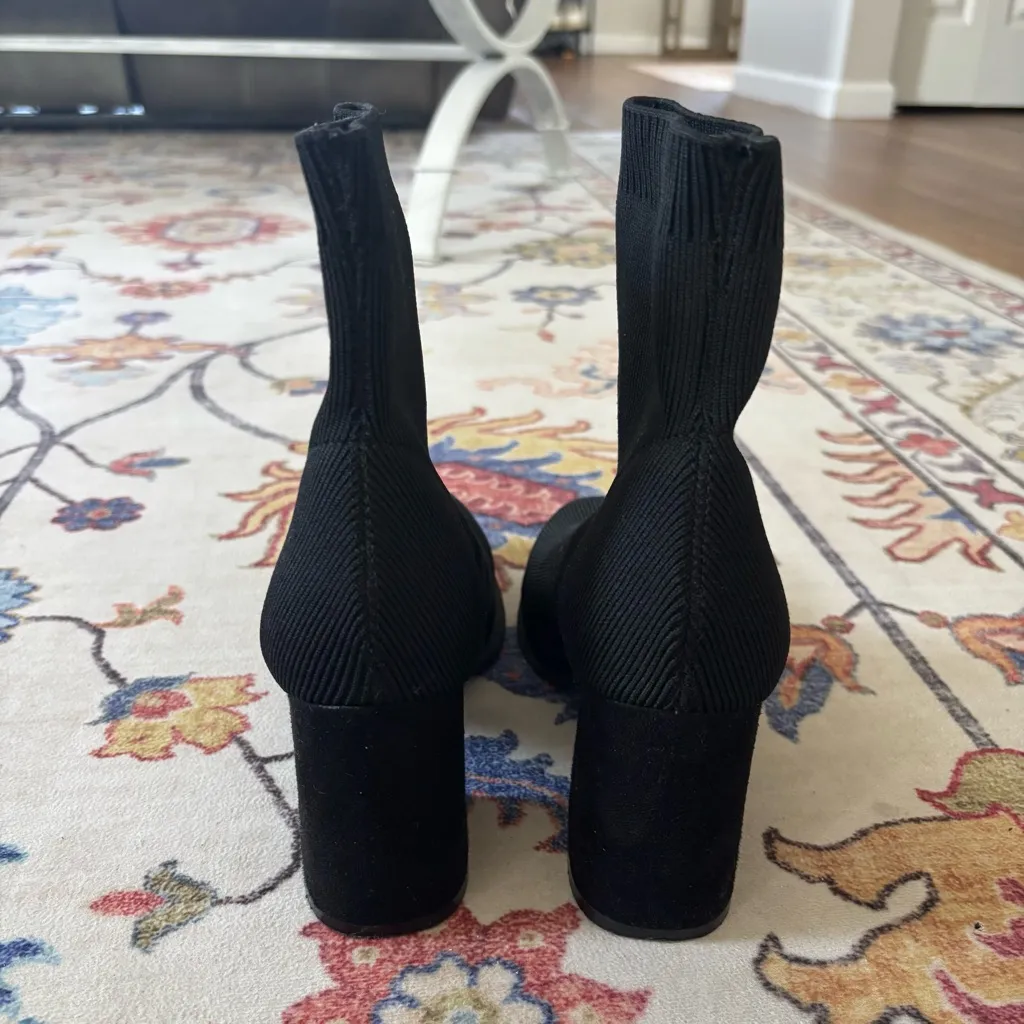 MIA Black Sock Ankle Boots Melody Square Toe Chunky Block Heeled Booties Size 7 - Image 4