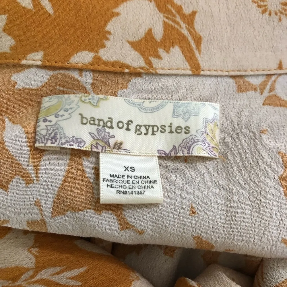 Band of Gypsies Floral hippie boho Midi Dress Cream Orange oversized sz XS - Image 14