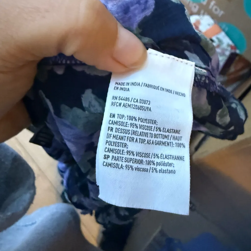 American Eagle Sheer Floral Tie Front Bell Sleeve Bohemian Blouse - Image 3