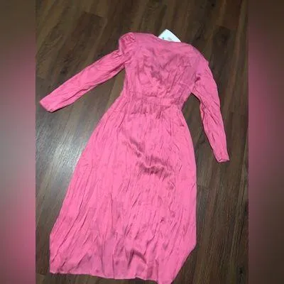KAOS NWT Italy formal pink v neck silk dress pink classic party fall $380 Size M - Image 6
