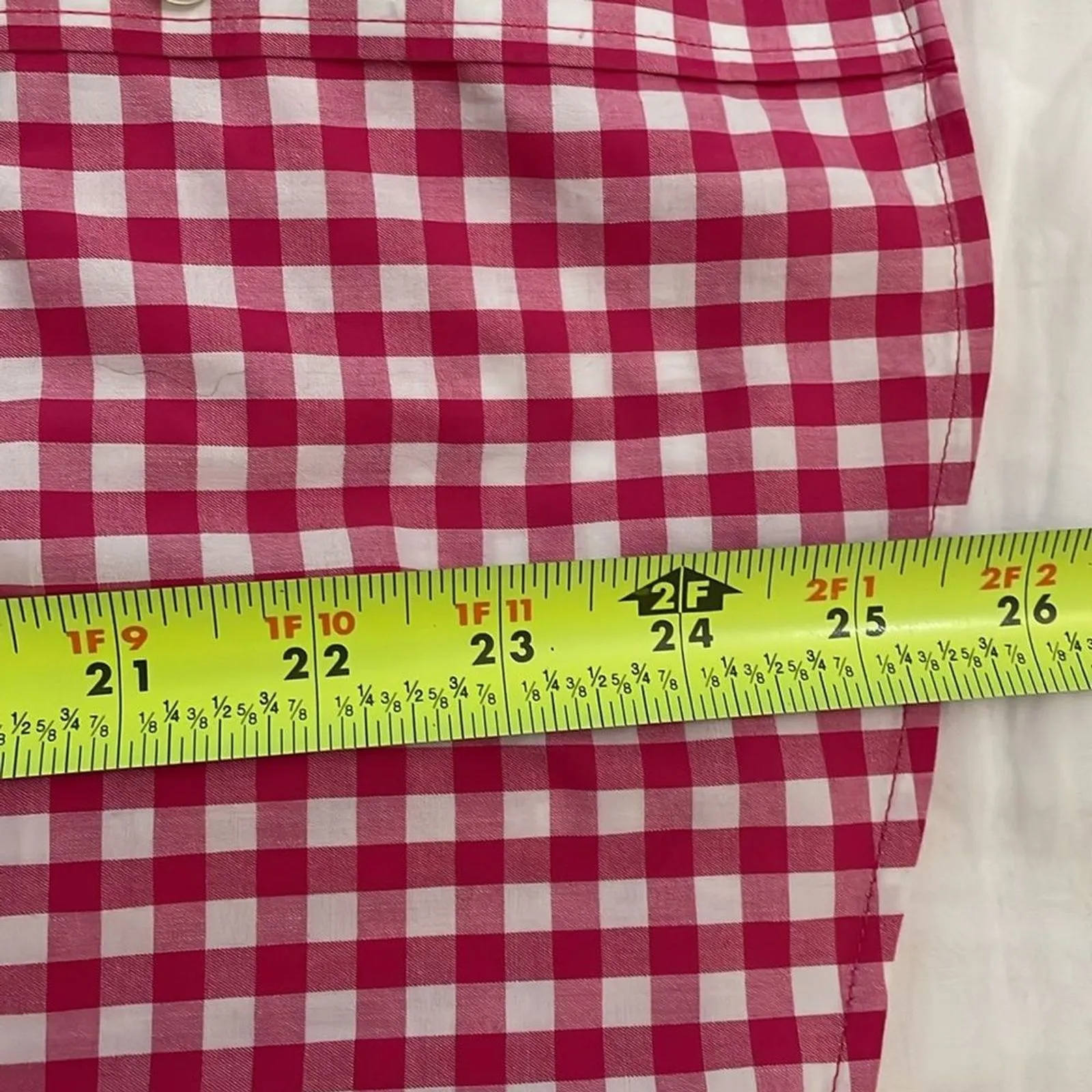 Banana Republic Pink Gingham Non-Iron Fitted Button Up Shirt Womens Size 6 - Image 7