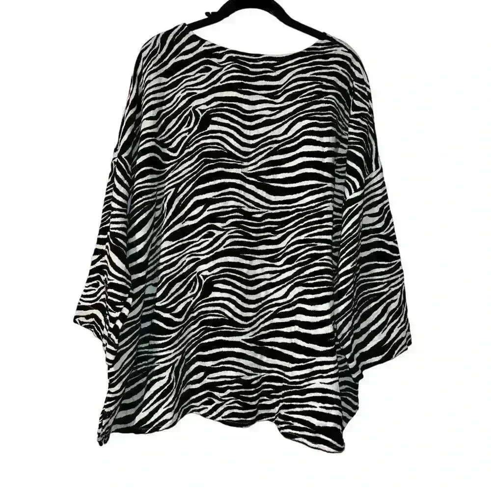JNY New York Zebra Print Oversized Tunic Top Animal‎ Pattern Statement Piece A10 - Image 2