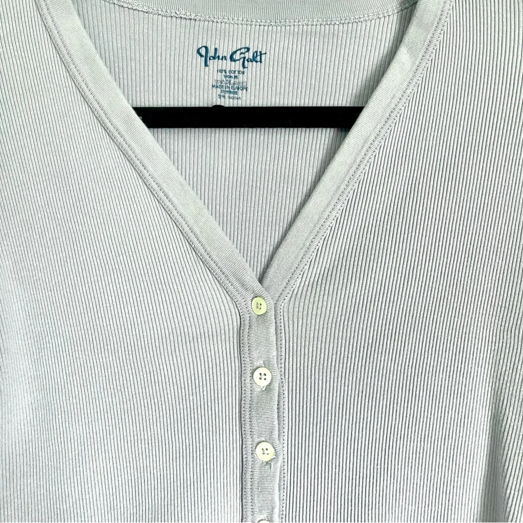 JOHN GALT | Lavender Ribbed Button Down Crop Top Sz OS - Image 3