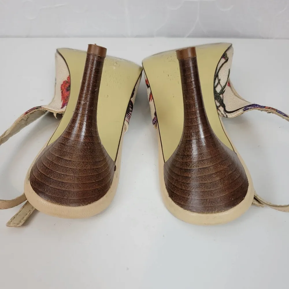 Massimo Baldi Womens Sandals Size 6.5 Cream Floral Open Toe Slingback Heels - Image 64
